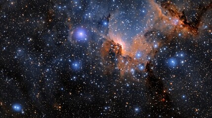Fototapeta premium Stunning nebula and cluster of stars together creating a beautiful cosmic scene in the night sky