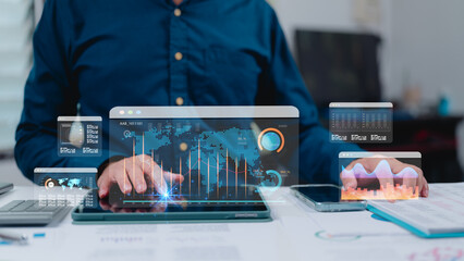 Interactive Data Visualization Professional Engages With Data Driven Marketing Insights For Global Business Intelligence, Utilizing Tablet Analysis World Map Visualization For Informed Decision-Making