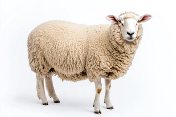 Fototapeta premium a sheep standing in a white room with a white background