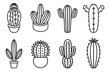 Fototapeta premium Prickly Cactus Line Art Depiction of Nature's Tough Desert Flora