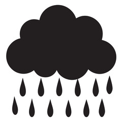 rain is falling from the clouds black vector silhouette art white background