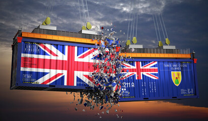 Cargo Containers With Flags United