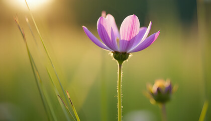 Fototapeta premium Delicate Pink Cosmos in Sunlight