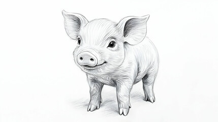 Obraz premium piglet drawing easy illustration