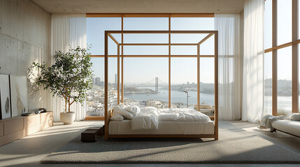 Modern Bedroom with City View (8)