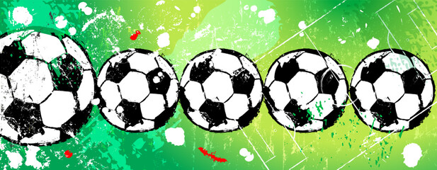soccer, football illustration with paint strokes and splashes, grungy mockup, great soccer event