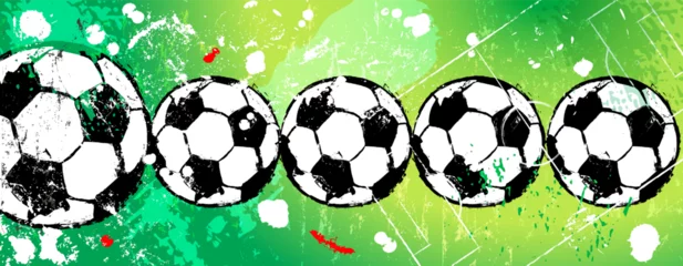 Gordijnen soccer, football illustration with paint strokes and splashes, grungy mockup, great soccer event © Kirsten Hinte
