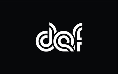 DEF Creative Unique Modern Letter Logo Design. Stylized logo featuring a unique letter design, presenting abstract minimalist aesthetics and modern appeal.