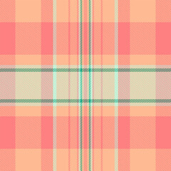 Napkin background tartan texture, checks seamless textile fabric. Warmth check plaid pattern vector in orange and red colors.