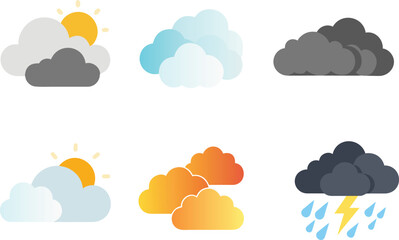 Set of Simple colorful cloud icon vector illustration. Weather and cloud vector set.