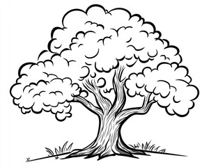 Naklejka premium Cartoon tree illustration, nature, outdoors, simple background, children's book (1)