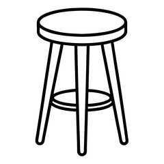 Counter Stool Line Art Drawing for Coloring Book Page