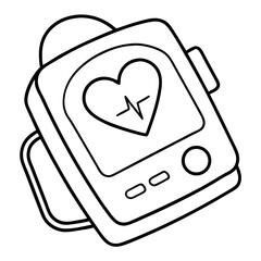 Defibrillator Line Art Drawing for Coloring Book Page