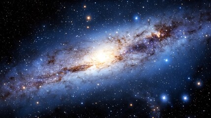 Stunning galaxy with bright twinkling star set against a vast cosmic background of deep space