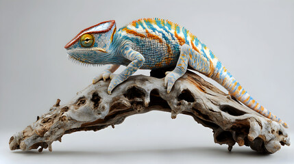A colorful lizard is sitting on a branch