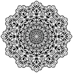 Abstract mandala pattern, round frame. Floral henna or mehndi style mandala design. Decorative pattern in oriental style.   