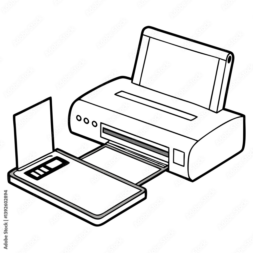 Aufkleber Laminator and Computer Line Art Drawing for Coloring Book Page