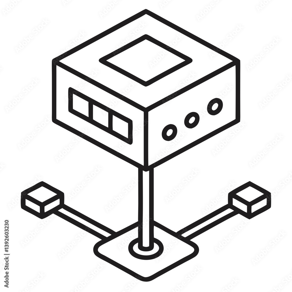 Aufkleber network switch line art coloring page for tech enthusiasts