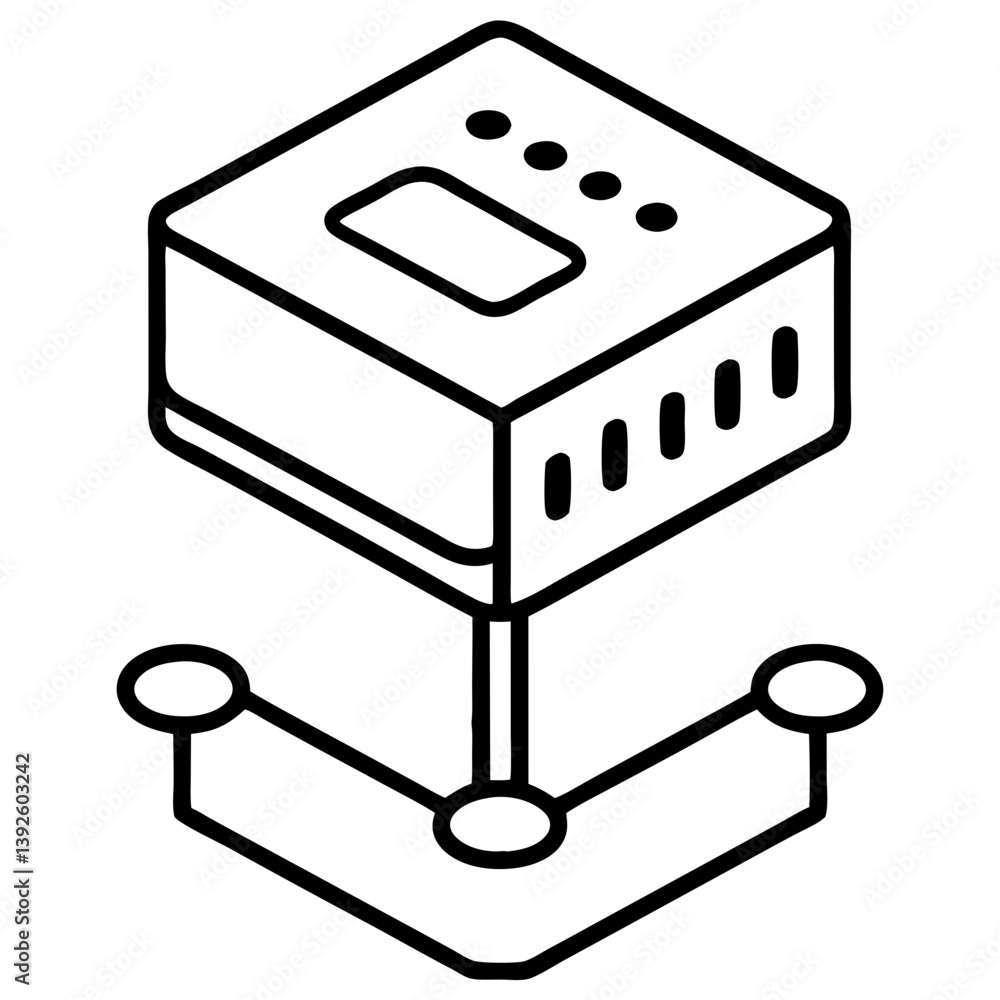 Aufkleber network switch line art coloring page for tech enthusiasts