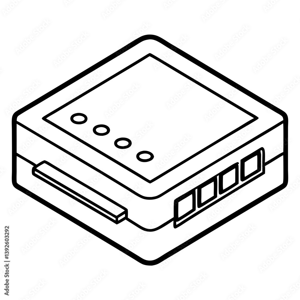 Aufkleber network switch line art coloring page for tech enthusiasts