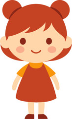 Cute small girl cartoon vector image isolated on transparent background