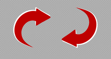 Black arrows. Curved arrows. A sign with arrows. Right curved arrow. Black and red arrows. 3 D models. Vector arrows. PNG