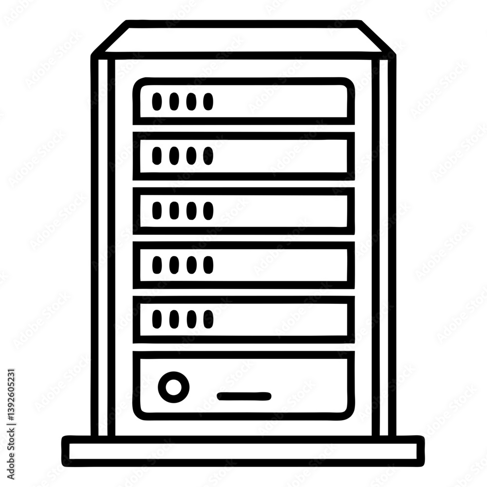 Aufkleber server rack computer coloring book page – line art outline drawing for technology and electronics il