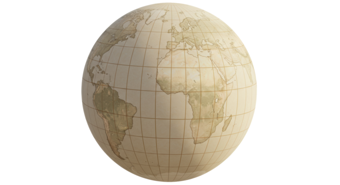 Isolated Earth Globe Highlighting Landmasses Representing World Geography