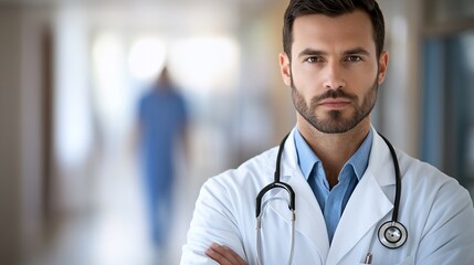 Doctor portrait in hospital corridor