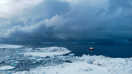 Icebreaker ship in the Southern Ocean. Antarctica © Oleksandr Matsibura