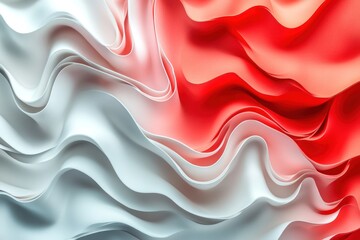 Fototapeta premium Abstract flowing layers of red white and light color waves