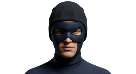 Isolated Man Wearing Black Mask and Beanie