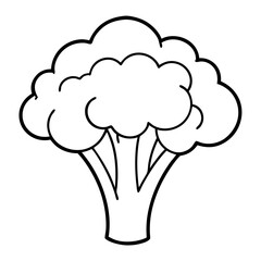 Broccoli Coloring Book Page – Line Art Outline Drawing for Vegetable Botanical Illustration