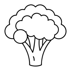Broccoli Coloring Book Page – Line Art Outline Drawing for Vegetable Botanical Illustration