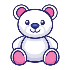 Cute White Teddy Bear for Children's Branding, on White Background