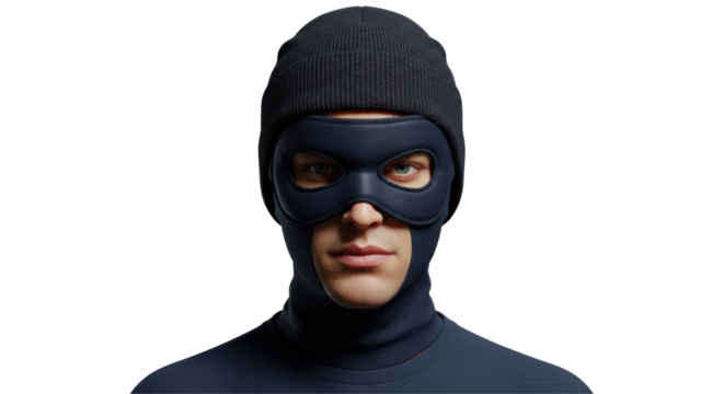Isolated Man Wearing Black Mask and Beanie