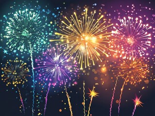 Colorful Fireworks Exploding in the Night Sky During Celebratory Event