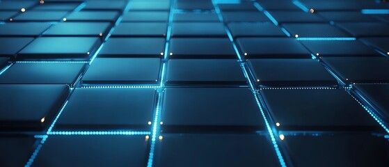 Sophisticated blue pixel grid design with a balanced mix of bright and dark squares, creating a modern digital atmosphere for cuttingedge technology
