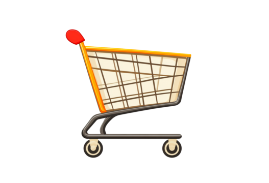 Shopping cart icon with a modern design isolated on transparent background