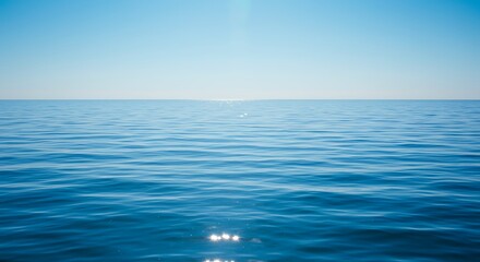 Obraz premium Azure Horizon: Sunlight on Still Waters AI Generated