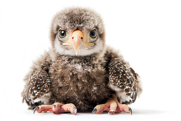 Fototapeta premium a small owl sitting on a white surface