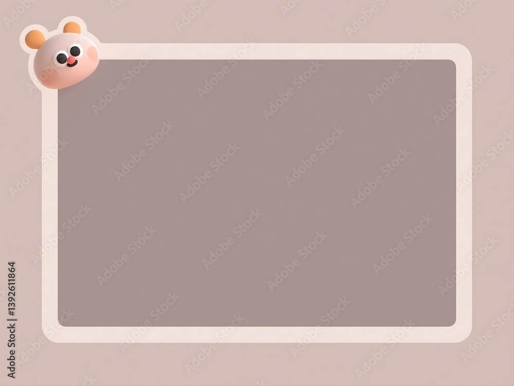 Poster soft pastel morandi color palette abstract background with minimalist hand-drawn animated characters