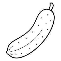 Cucumber Coloring Book Page – Line Art Outline Drawing for Vegetable Botanical Illustration