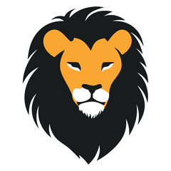 Bold Orange and Black Lion Head for Strong Branding, on White Background