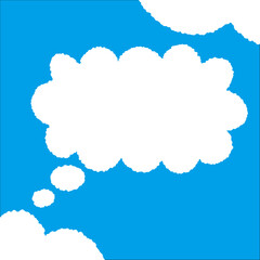 ちぎり絵のようにジワジワ滲んだラフなアウトラインの白い雲のようなフキダシ・フレームシリーズ。セリフや名札（ネーム）やワッペンに。ベクター素材