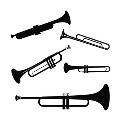 Naklejka premium Trombone silhouette on white background.