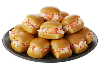 A delectable platter of lobster rolls on a black plate, perfect for gatherings
