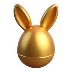 Golden egg with hare ears. 3d egg icon.