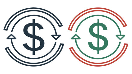 Dollar Symbol With Circular Arrows Financial Concept Two Color Variants Isolated