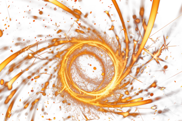 Sparks flying in fiery swirl